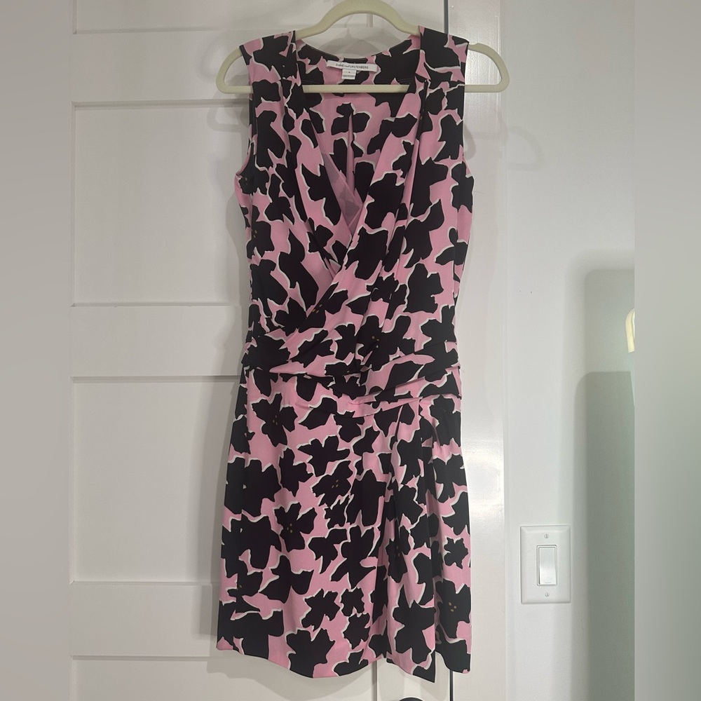 Diane von Furstenburg Pink and Black Floral Dress